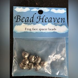 8pc FROG BEADS accent craft spacer DIY BEADING silver toads bracelet necklace
